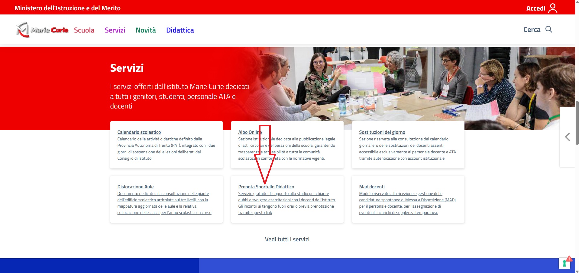 Sezione Servizi - Prenota Sportello Didattico